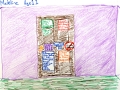 Door with posters and locks